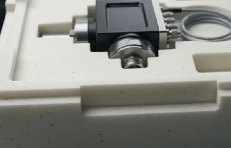 Customized PU foam insert with precision-cut cavity holding an industrial component